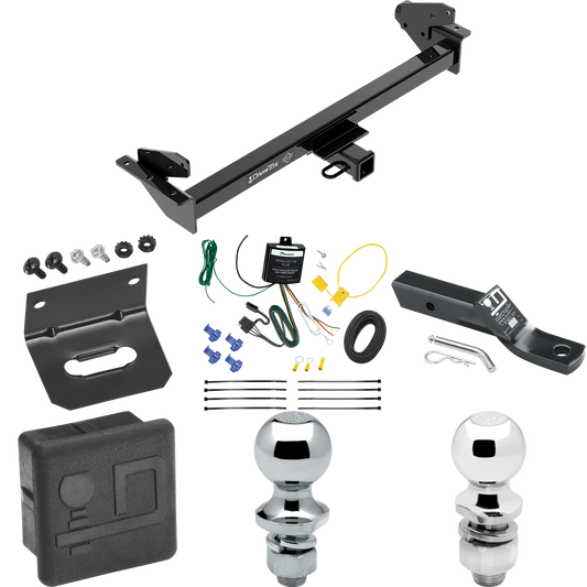 Fits 2016-2022 Nissan NP300 Navara Trailer Hitch Tow PKG w/ 4-Flat Wiring + Ball Mount w/ 2" Drop & 2" Ball + 1-7/8" Ball + Wiring Bracket + Hitch Cover (For International Only Models) By Draw-Tite
