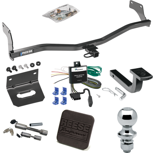 Fits 2006-2011 KIA Rio5 Trailer Hitch Tow PKG w/ 4-Flat Wiring Harness + Draw-Bar + 1-7/8" Ball + Wiring Bracket + Hitch Cover + Dual Hitch & Coupler Locks (For Hatchback Models) By Reese Towpower