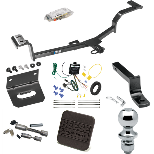 Fits 2012-2021 Hyundai Accent Trailer Hitch Tow PKG w/ 4-Flat Wiring Harness + Draw-Bar + 1-7/8" Ball + Wiring Bracket + Hitch Cover + Dual Hitch & Coupler Locks (For Sedan Models) By Reese Towpower