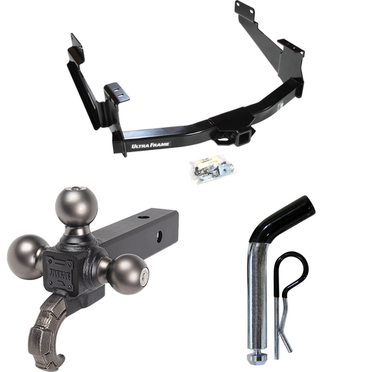 Fits 2007-2021 Toyota Tundra Trailer Hitch Tow PKG w/ Triple Ball Ball Mount 1-7/8" & 2" & 2-5/16" Trailer Balls w/ Tow Hook + Pin/Clip (For (See Footnote CP) Models) By Draw-Tite