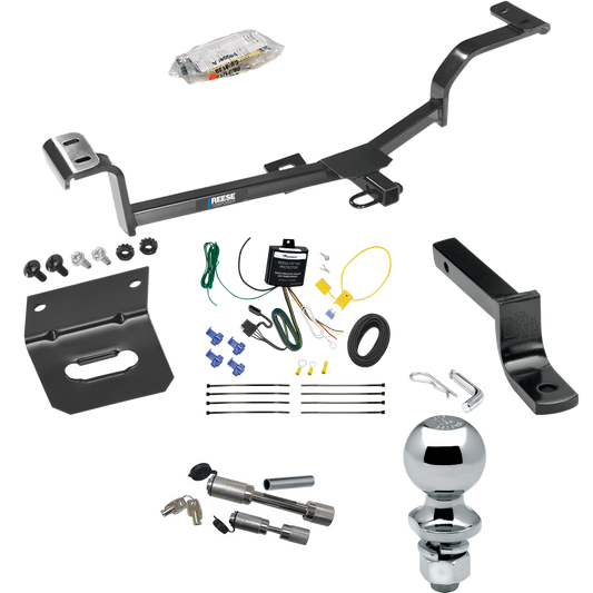 Fits 2012-2017 Hyundai Accent Trailer Hitch Tow PKG w/ 4-Flat Wiring Harness + Draw-Bar + 2" Ball + Wiring Bracket + Dual Hitch & Coupler Locks (For Hatchback Models) By Reese Towpower