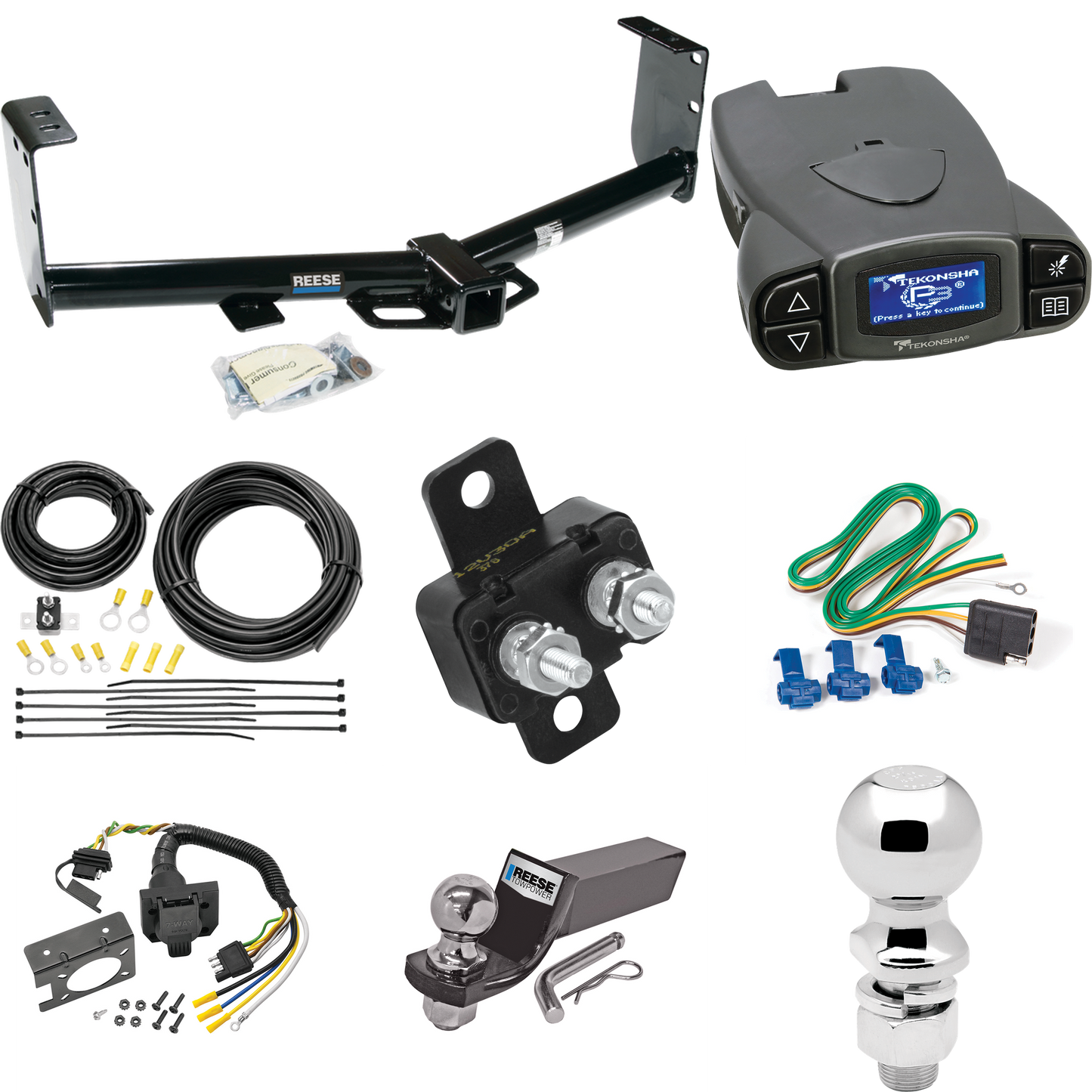 Fits 2018-2021 Toyota Tundra Trailer Hitch Tow PKG w/ Tekonsha Prodigy P3 Brake Control + 7-Way RV Wiring + 2" & 2-5/16" Ball & Drop Mount (For (See Footnote CP) Models) By Reese Towpower