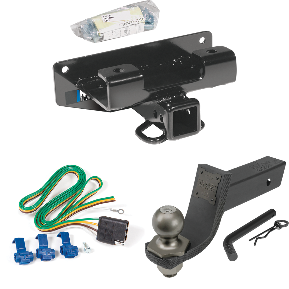 Fits 2002-2003 Dodge Ram 1500 Trailer Hitch Tow PKG w/ 4-Flat Wiring + Interlock Tactical Starter Kit w/ 3-1/4" Drop & 2" Ball (For (Built Before 11/2002) Models) By Reese Towpower