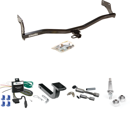 Fits 2007-2011 Hyundai Accent Trailer Hitch Tow PKG w/ 4-Flat Wiring Harness + Draw-Bar + Interchangeable 1-7/8" & 2" Balls + Dual Hitch & Coupler Locks (For Hatchback Models) By Draw-Tite