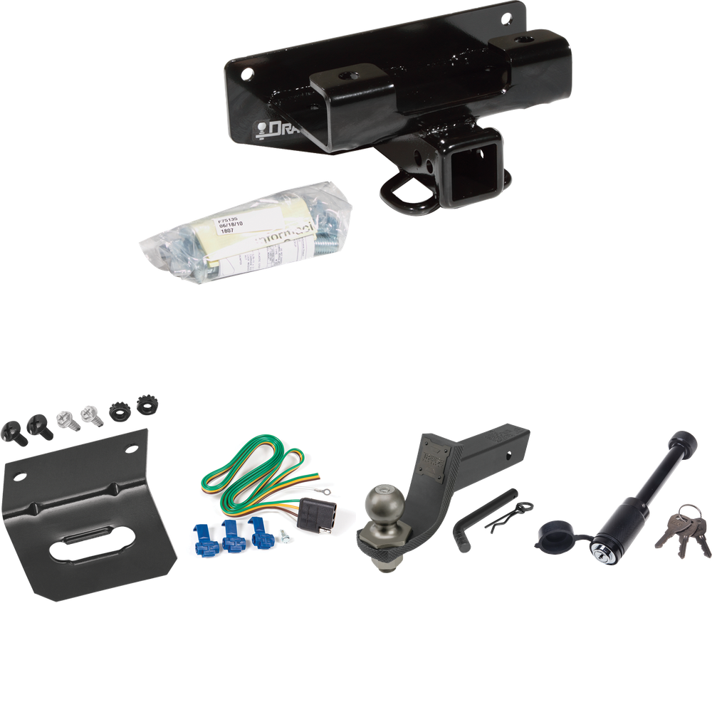 Fits 2002-2003 Dodge Ram 1500 Trailer Hitch Tow PKG w/ 4-Flat Wiring + Interlock Tactical Starter Kit w/ 3-1/4" Drop & 2" Ball + Tactical Dogbone Lock + Wiring Bracket (For (Built Before 11/2002) Models) By Draw-Tite