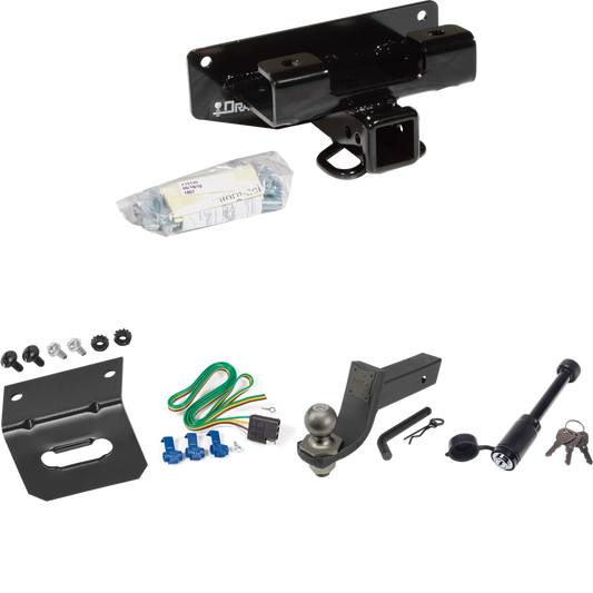 Fits 2002-2003 Dodge Ram 1500 Trailer Hitch Tow PKG w/ 4-Flat Wiring + Interlock Tactical Starter Kit w/ 3-1/4" Drop & 2" Ball + Tactical Dogbone Lock + Wiring Bracket (For (Built Before 11/2002) Models) By Draw-Tite