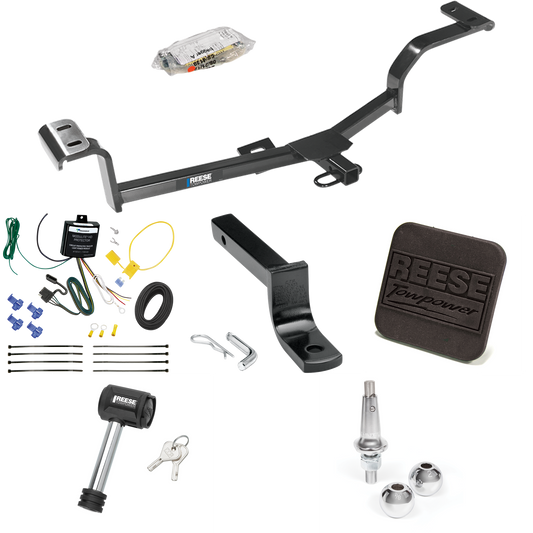 Fits 2012-2017 Hyundai Accent Trailer Hitch Tow PKG w/ 4-Flat Wiring Harness + Draw-Bar + Interchangeable 1-7/8" & 2" Balls + Hitch Cover + Hitch Lock (For Hatchback Models) By Reese Towpower