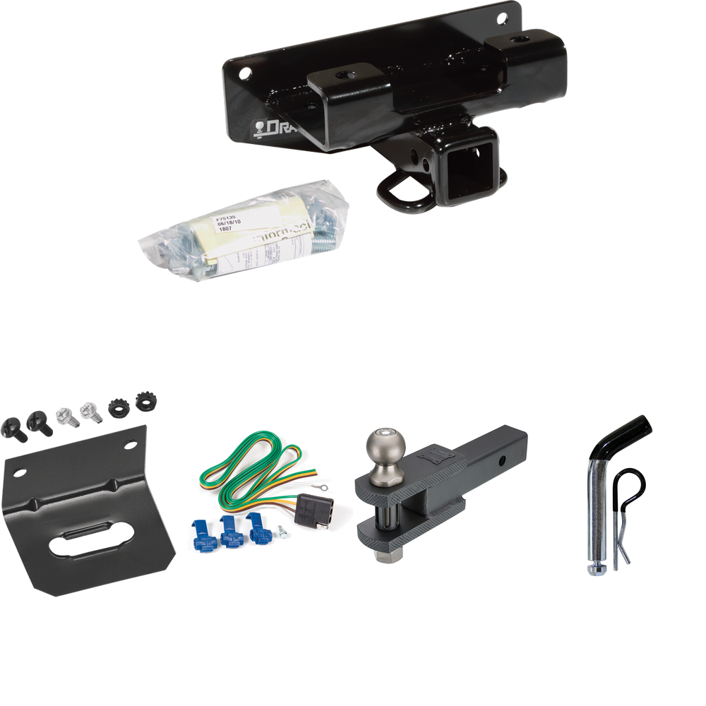 Fits 2002-2003 Dodge Ram 1500 Trailer Hitch Tow PKG w/ 4-Flat Wiring Harness + Clevis Hitch Ball Mount w/ 2" Ball + Pin/Clip + Wiring Bracket (For (Built Before 11/2002) Models) By Draw-Tite