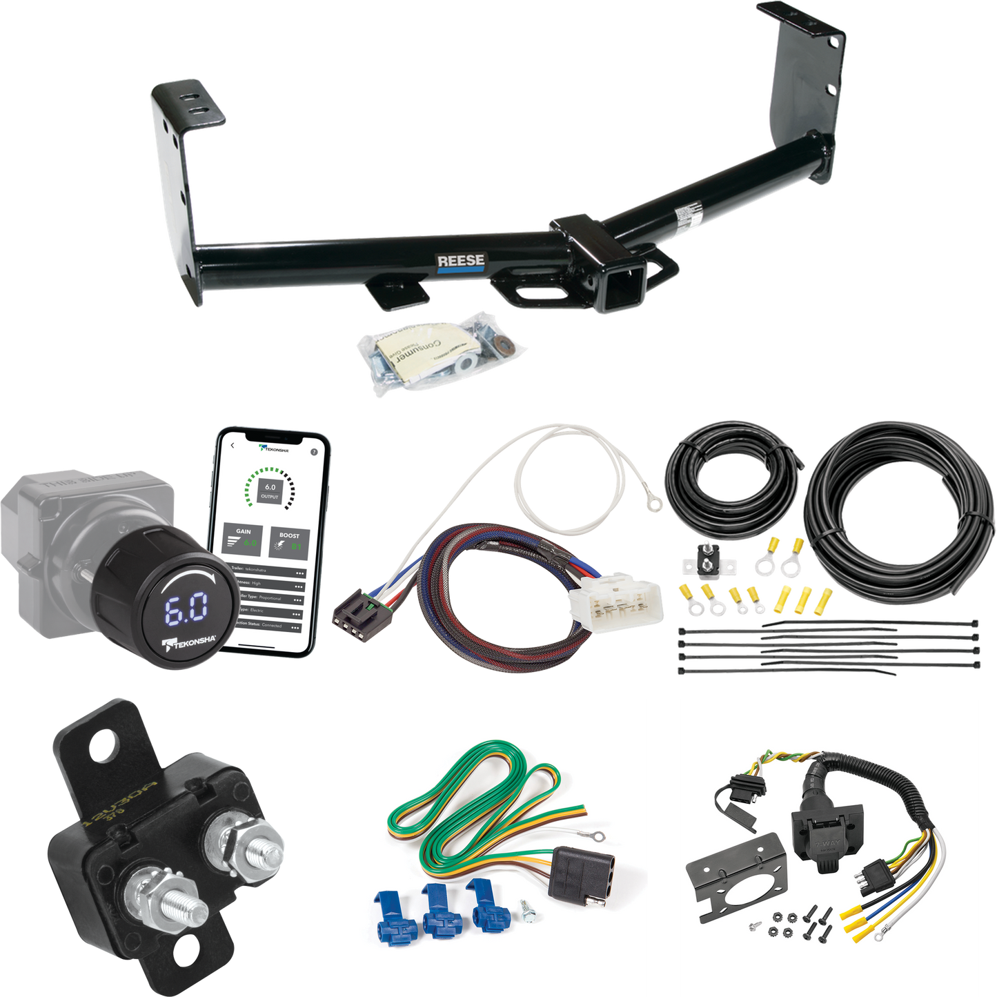 Fits 2015-2017 Toyota Tundra Trailer Hitch Tow PKG w/ Tekonsha Prodigy iD Bluetooth Wireless Brake Control + Plug & Play BC Adapter + 7-Way RV Wiring (For (See Footnote CP) Models) By Reese Towpower