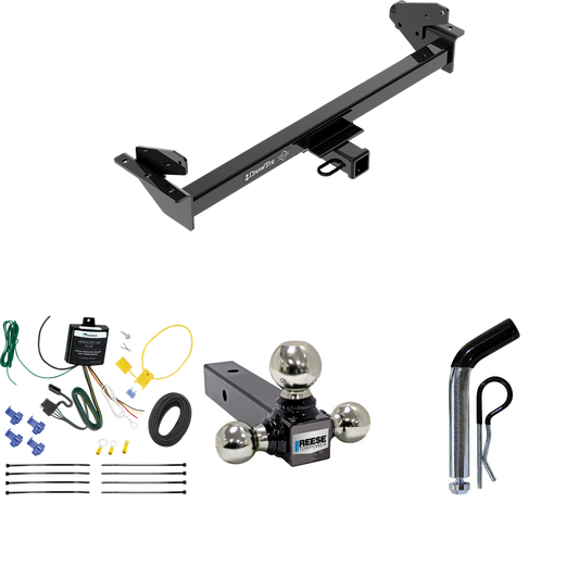 Fits 2016-2022 Nissan NP300 Navara Trailer Hitch Tow PKG w/ 4-Flat Wiring + Triple Ball Ball Mount 1-7/8" & 2" & 2-5/16" Trailer Balls + Pin/Clip (For International Only Models) By Draw-Tite