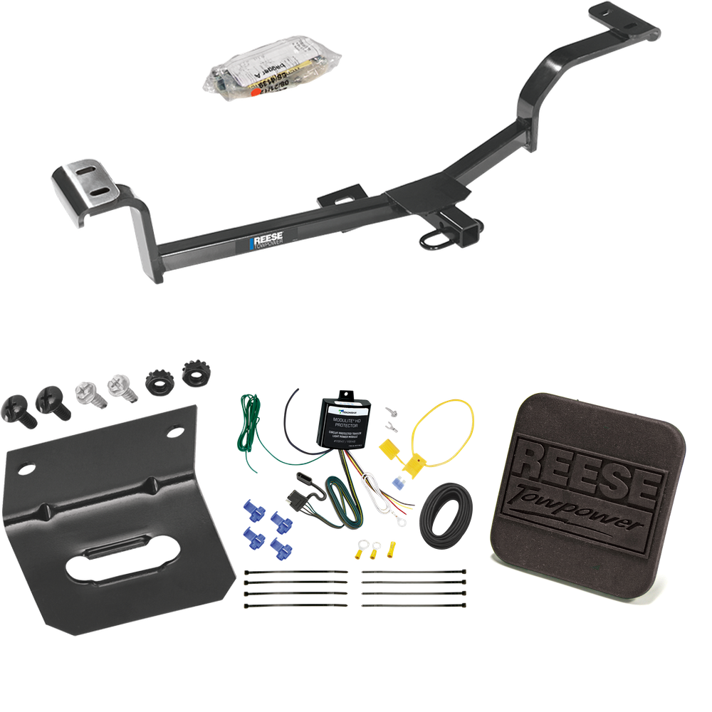 Fits 2012-2017 KIA Rio Trailer Hitch Tow PKG w/ 4-Flat Wiring Harness + Hitch Cover (For Sedan, Except S Models) By Reese Towpower