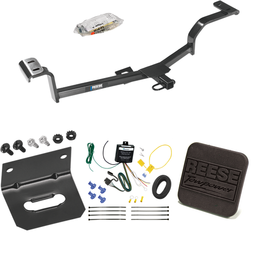 Fits 2012-2017 KIA Rio Trailer Hitch Tow PKG w/ 4-Flat Wiring Harness + Hitch Cover (For Sedan, Except S Models) By Reese Towpower