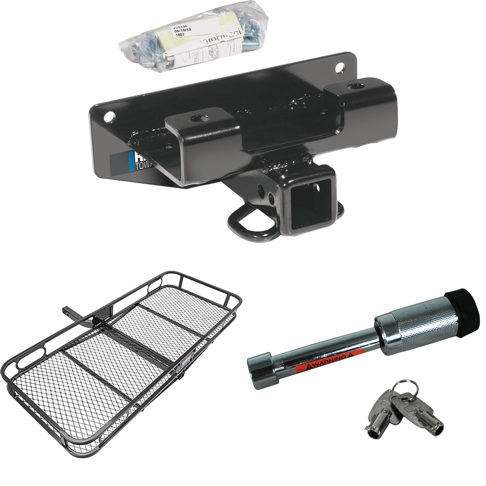 Fits 2002-2003 Dodge Ram 1500 Trailer Hitch Tow PKG w/ 60" x 24" Cargo Carrier + Hitch Lock (For (Built Before 11/2002) Models) By Reese Towpower