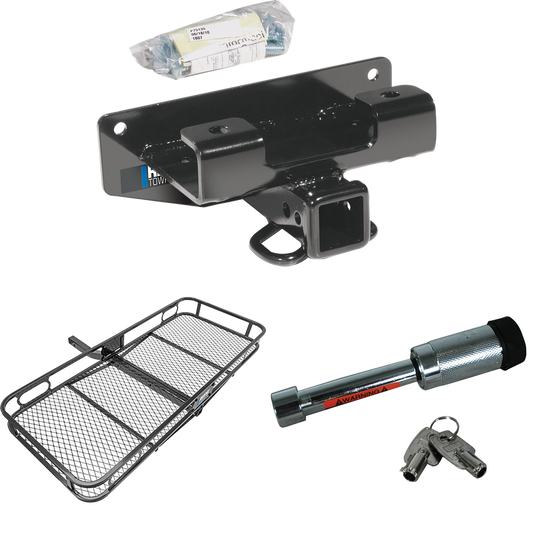 Fits 2002-2003 Dodge Ram 1500 Trailer Hitch Tow PKG w/ 60" x 24" Cargo Carrier + Hitch Lock (For (Built Before 11/2002) Models) By Reese Towpower