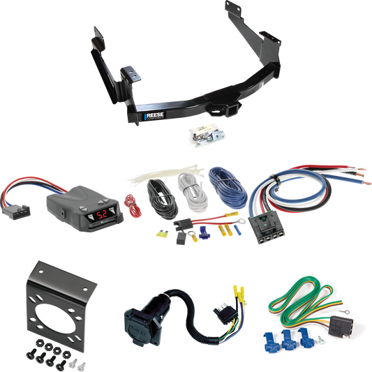 Fits 2018-2021 Toyota Tundra Trailer Hitch Tow PKG w/ Tekonsha Brakeman IV Brake Control + Generic BC Wiring Adapter + 7-Way RV Wiring (For (See Footnote CP) Models) By Reese Towpower