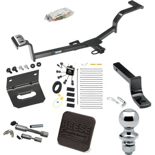 Fits 2012-2017 KIA Rio Trailer Hitch Tow PKG w/ 4-Flat Zero Contact "No Splice" Wiring Harness + Draw-Bar + 1-7/8" Ball + Wiring Bracket + Hitch Cover + Dual Hitch & Coupler Locks (For Sedan, Except S Models) By Reese Towpower