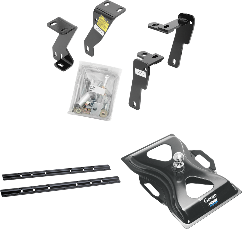 Fits 2010-2012 Dodge Ram 3500 Custom Industry Standard Above Bed Rail Kit + 25K Reese Gooseneck Hitch (For 6-1/2' and 8 foot Bed, Except w/Gas Engines w/Overload Springs, w/o Factory Puck System Models) By Reese