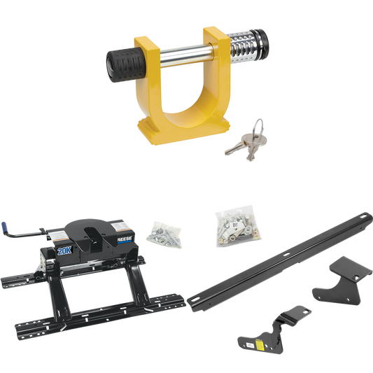 Fits 2009-2010 Dodge Ram 1500 Custom Industry Standard Above Bed Rail Kit + 20K Fifth Wheel + King Pin Lock (For 6-1/2' and 8 foot Bed, w/o Factory Puck System Models) By Reese