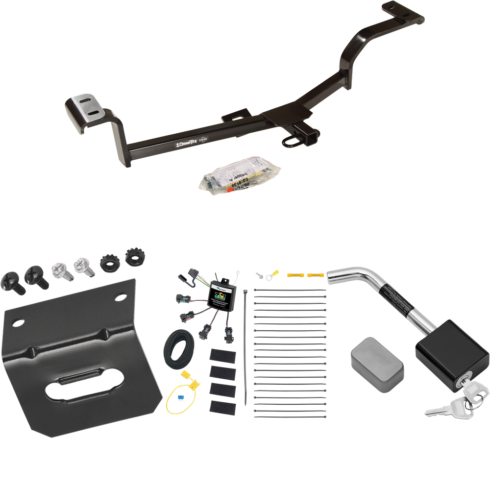 Fits 2012-2021 Hyundai Accent Trailer Hitch Tow PKG w/ 4-Flat Zero Contact "No Splice" Wiring Harness + Wiring Bracket + Hitch Lock (For Sedan Models) By Draw-Tite