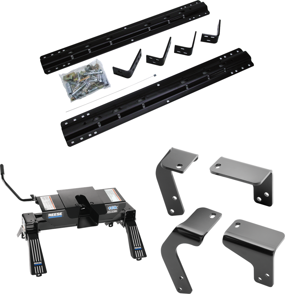 Fits 2013-2018 RAM 1500 Industry Standard Semi-Custom Above Bed Rail Kit + 16K Fifth Wheel (For 5'8 or Shorter Bed (Sidewinder Required), Except w/Air Suspension or w/ECODiesel Engine, w/o Factory Puck System Models) By Reese