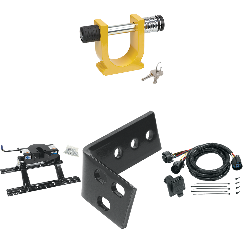 Fits 2003-2010 Dodge Ram 3500 Industry Standard Semi-Custom Above Bed Rail Kit + 20K Fifth Wheel + In-Bed Wiring + King Pin Lock (For 5'8 or Shorter Bed (Sidewinder Required), Except w/Overload Springs, w/o Factory Puck System Models) By Reese