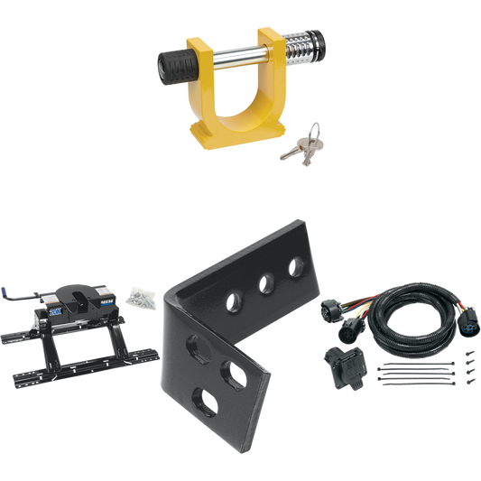 Fits 2003-2010 Dodge Ram 3500 Industry Standard Semi-Custom Above Bed Rail Kit + 20K Fifth Wheel + In-Bed Wiring + King Pin Lock (For 5'8 or Shorter Bed (Sidewinder Required), Except w/Overload Springs, w/o Factory Puck System Models) By Reese