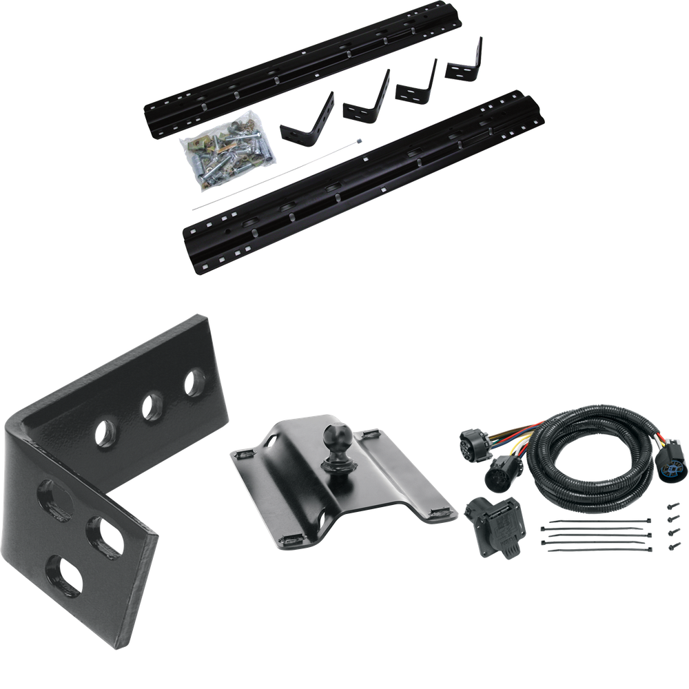 Fits 2003-2010 Dodge Ram 3500 Industry Standard Semi-Custom Above Bed Rail Kit + 25K Pro Series Gooseneck Hitch + In-Bed Wiring (For 6-1/2' and 8 foot Bed, Except w/Overload Springs, w/o Factory Puck System Models) By Reese