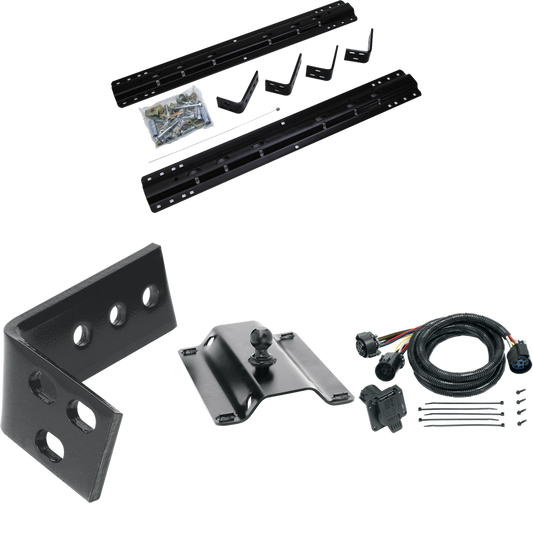 Fits 2003-2010 Dodge Ram 3500 Industry Standard Semi-Custom Above Bed Rail Kit + 25K Pro Series Gooseneck Hitch + In-Bed Wiring (For 6-1/2' and 8 foot Bed, Except w/Overload Springs, w/o Factory Puck System Models) By Reese