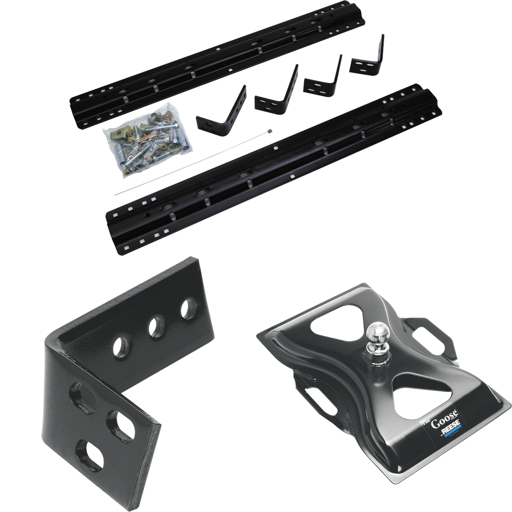 Fits 2003-2010 Dodge Ram 2500 Industry Standard Semi-Custom Above Bed Rail Kit + 25K Reese Gooseneck Hitch (For 6-1/2' and 8 foot Bed, Except w/Overload Springs, w/o Factory Puck System Models) By Reese