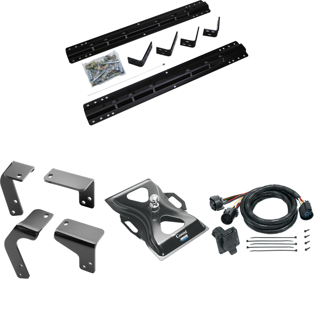 Fits 2013-2018 RAM 1500 Industry Standard Semi-Custom Above Bed Rail Kit + 25K Reese Gooseneck Hitch + In-Bed Wiring (For 5'8 or Shorter Bed (Sidewinder Required), Except w/Air Suspension or w/ECODiesel Engine, w/o Factory Puck System Models) By Rees