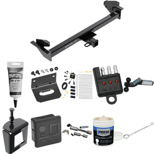 Fits 2016-2022 Nissan NP300 Navara Trailer Hitch Tow PKG w/ 4-Flat Zero Contact "No Splice" Wiring + Dual Ball Ball Mount 2" & 2-5/16" Trailer Balls + Wiring Bracket + Hitch Cover + Dual Hitch & Coupler Locks + Wiring Tester + Ball Lube + Electric Gr