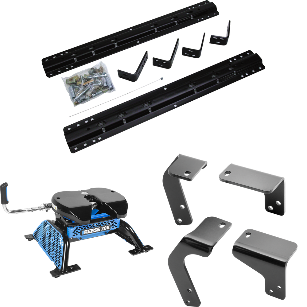 Fits 2013-2018 RAM 1500 Industry Standard Semi-Custom Above Bed Rail Kit + Reese M5 20K Fifth Wheel (For 5'8 or Shorter Bed (Sidewinder Required), Except w/Air Suspension or w/ECODiesel Engine, w/o Factory Puck System Models) By Reese