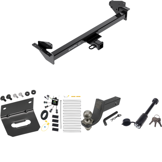 Fits 2016-2022 Nissan NP300 Navara Trailer Hitch Tow PKG w/ 4-Flat Zero Contact "No Splice" Wiring + Interlock Tactical Starter Kit w/ 3-1/4" Drop & 2" Ball + Tactical Dogbone Lock + Wiring Bracket (For International Only Models) By Draw-Tite