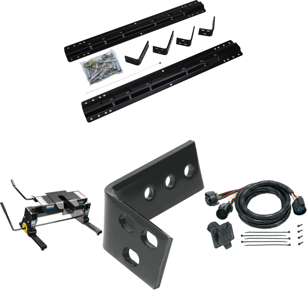 Fits 2003-2010 Dodge Ram 3500 Industry Standard Semi-Custom Above Bed Rail Kit + 16K Fifth Wheel + Square Slider + In-Bed Wiring (For 6-1/2' or Shorter Bed, Except w/Overload Springs, w/o Factory Puck System Models) By Reese