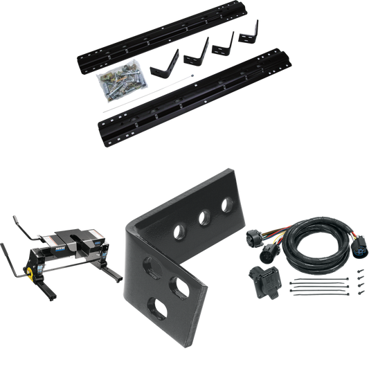 Fits 2003-2010 Dodge Ram 3500 Industry Standard Semi-Custom Above Bed Rail Kit + 16K Fifth Wheel + Square Slider + In-Bed Wiring (For 6-1/2' or Shorter Bed, Except w/Overload Springs, w/o Factory Puck System Models) By Reese