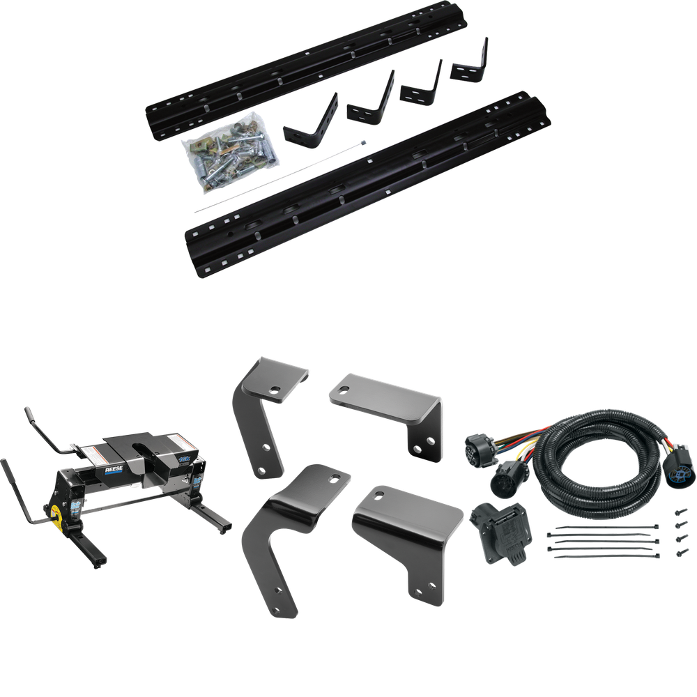 Fits 2013-2018 RAM 1500 Industry Standard Semi-Custom Above Bed Rail Kit + 16K Fifth Wheel + Square Slider + In-Bed Wiring (For 6-1/2' or Shorter Bed, Except w/Air Suspension or w/ECODiesel Engine, w/o Factory Puck System Models) By Reese