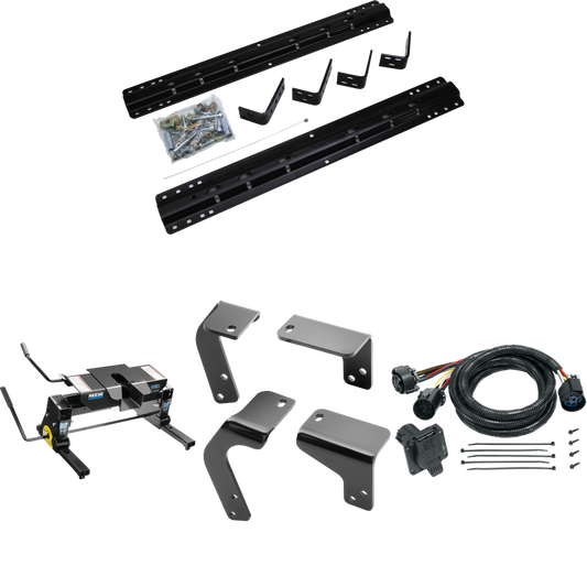 Fits 2013-2018 RAM 1500 Industry Standard Semi-Custom Above Bed Rail Kit + 16K Fifth Wheel + Square Slider + In-Bed Wiring (For 6-1/2' or Shorter Bed, Except w/Air Suspension or w/ECODiesel Engine, w/o Factory Puck System Models) By Reese