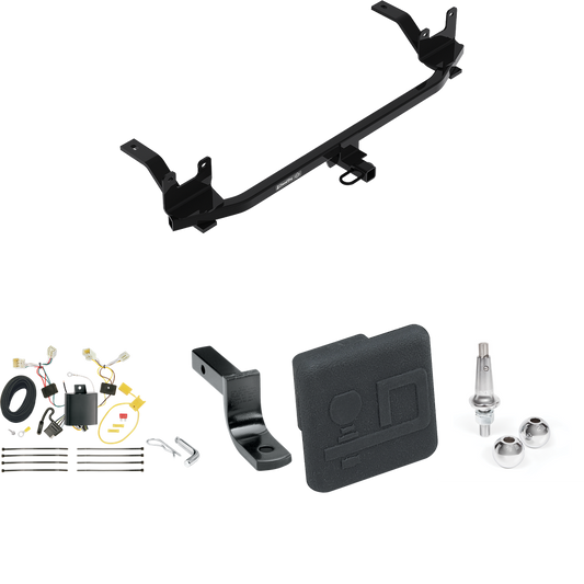 Fits 2018-2020 Hyundai Elantra Trailer Hitch Tow PKG w/ 4-Flat Wiring Harness + Draw-Bar + Interchangeable 1-7/8" & 2" Balls + Hitch Cover (Excludes: GT & Sport Models) By Draw-Tite