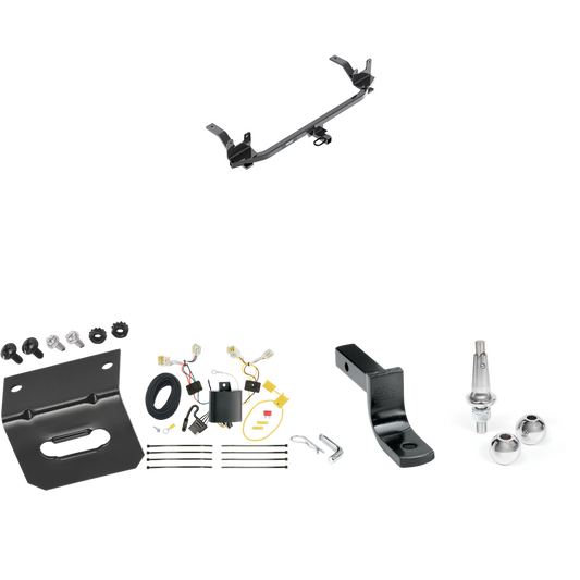 Fits 2018-2020 Hyundai Elantra Trailer Hitch Tow PKG w/ 4-Flat Wiring Harness + Draw-Bar + Interchangeable 1-7/8" & 2" Balls + Wiring Bracket (Excludes: GT & Sport Models) By Reese Towpower