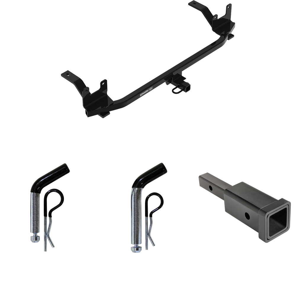 Fits 2018-2020 Hyundai Elantra Trailer Hitch Tow PKG w/ Hitch Adapter 1-1/4" to 2" Receiver + 1/2" Pin & Clip + 5/8" Pin & Clip (Excludes: GT & Sport Models) By Draw-Tite