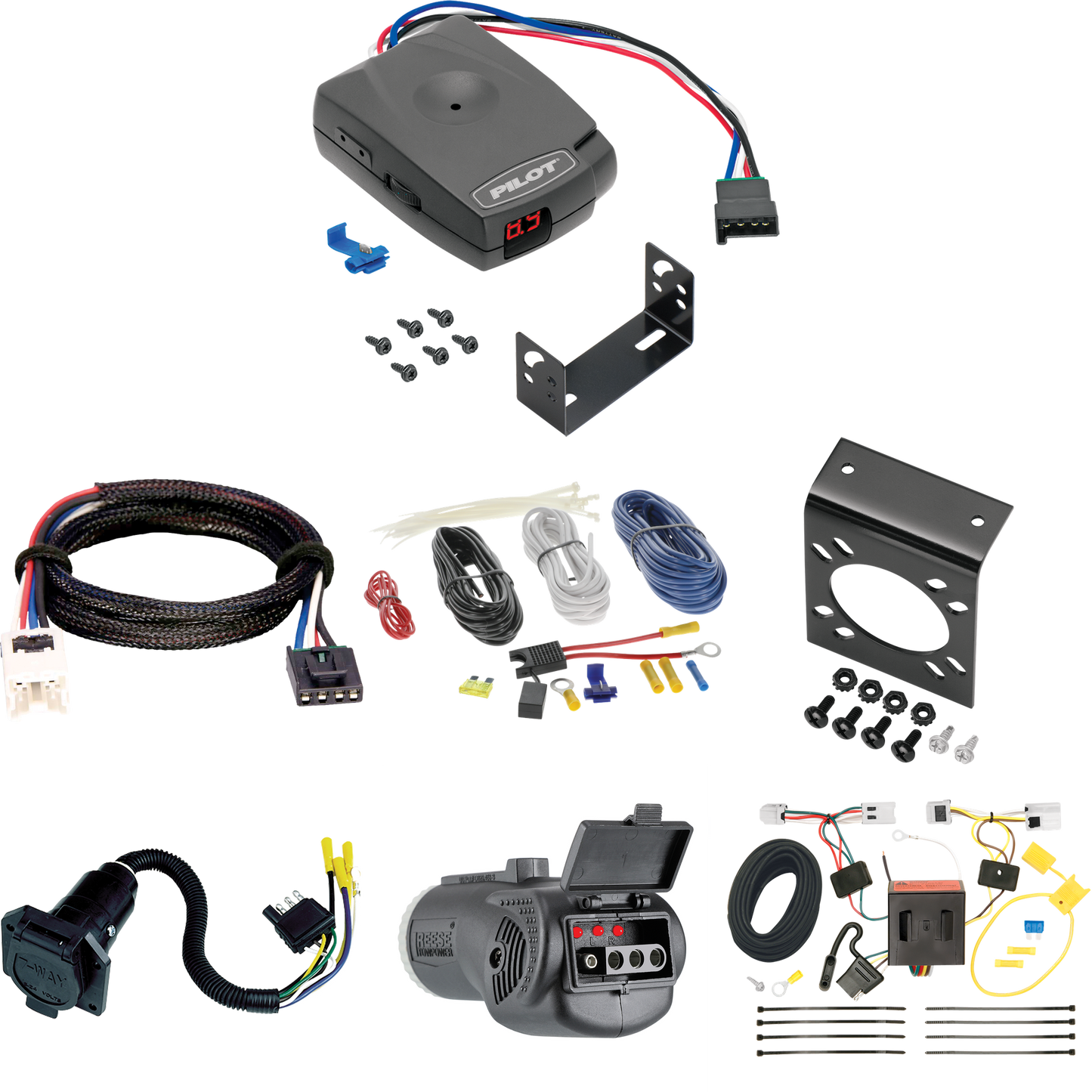 Fits 2012-2021 Nissan NV2500 7-Way RV Wiring + Pro Series Pilot Brake Control + Plug & Play BC Adapter + 2 in 1 Tester & 7-Way to 4-Way Adapter By Tekonsha