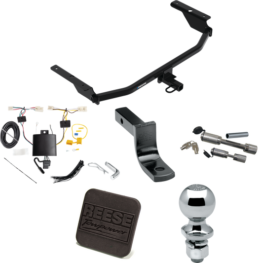 Fits 2021-2023 Hyundai Elantra Trailer Hitch Tow PKG w/ 4-Flat Wiring Harness + Draw-Bar + 2" Ball + Hitch Cover + Dual Hitch & Coupler Locks (Excludes: Hybrid & N Line Models) By Reese Towpower