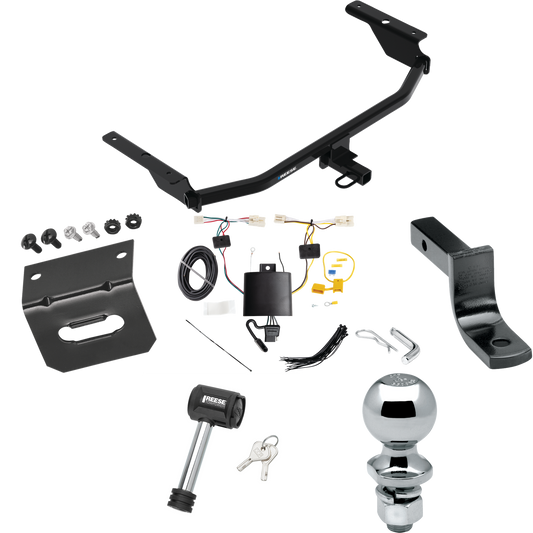 Fits 2021-2023 Hyundai Elantra Trailer Hitch Tow PKG w/ 4-Flat Wiring Harness + Draw-Bar + 2" Ball + Wiring Bracket + Hitch Lock (Excludes: Hybrid & N Line Models) By Reese Towpower