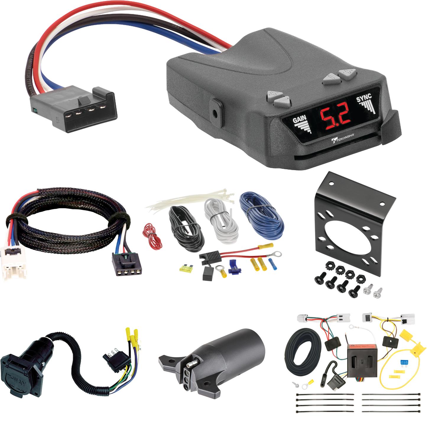 Fits 2012-2021 Nissan NV2500 7-Way RV Wiring + Tekonsha Brakeman IV Brake Control + Plug & Play BC Adapter + 7-Way to 4-Way Adapter By Tekonsha