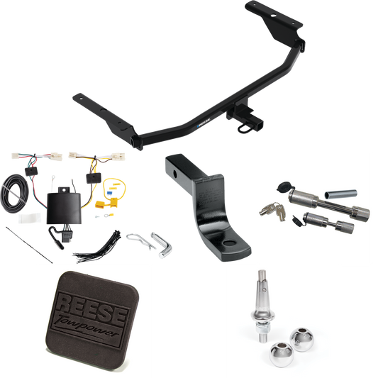 Fits 2021-2023 Hyundai Elantra Trailer Hitch Tow PKG w/ 4-Flat Wiring Harness + Draw-Bar + Interchangeable 1-7/8" & 2" Balls + Hitch Cover + Dual Hitch & Coupler Locks (Excludes: Hybrid & N Line Models) By Reese Towpower