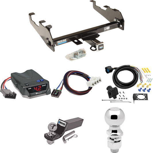 Fits 1995-2001 Dodge Ram 1500 Trailer Hitch Tow PKG w/ Tekonsha BRAKE-EVN Brake Control + Plug & Play BC Adapter + 7-Way RV Wiring + 2" & 2-5/16" Ball & Drop Mount (For w/Deep Drop Bumper Models) By Reese Towpower