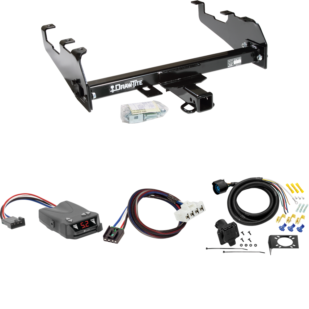 Fits 1995-2002 Dodge Ram 3500 Trailer Hitch Tow PKG w/ Tekonsha Brakeman IV Brake Control + Plug & Play BC Adapter + 7-Way RV Wiring (For w/Deep Drop Bumper Models) By Draw-Tite