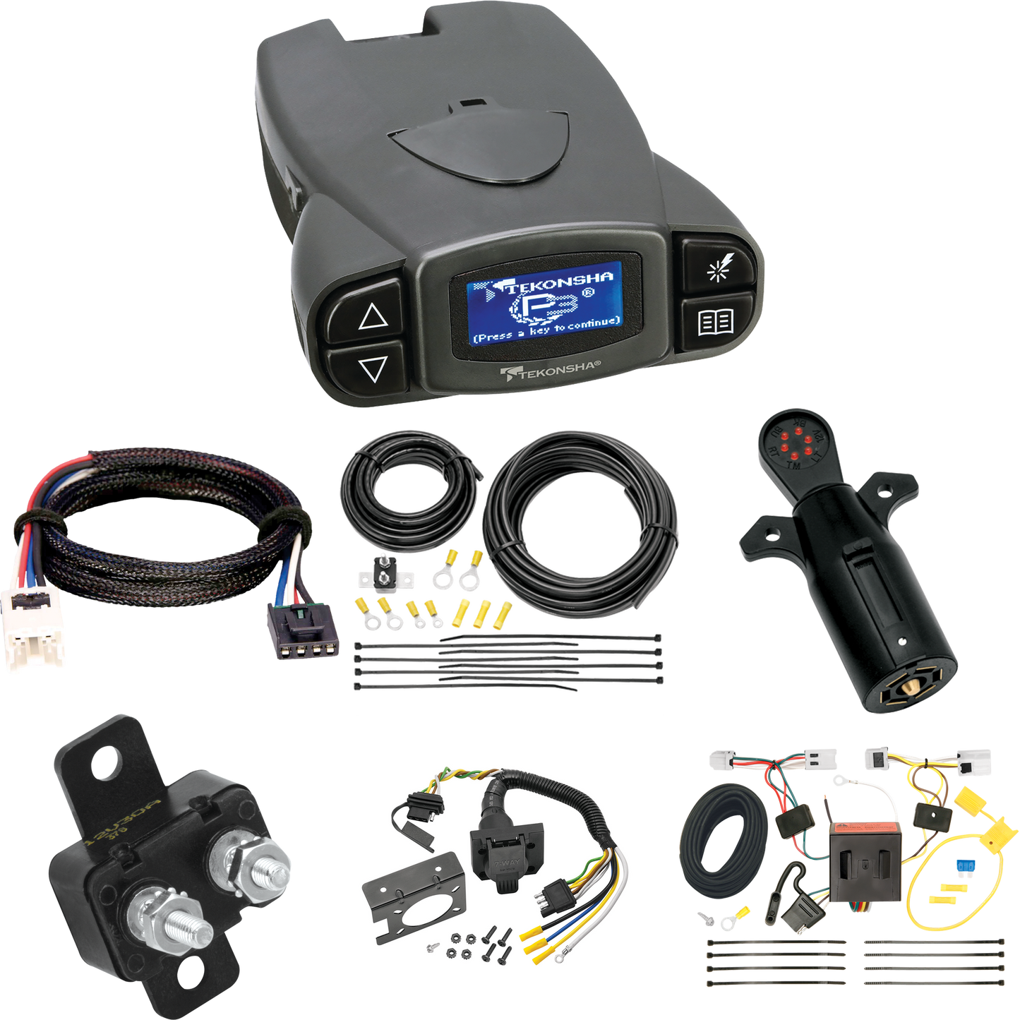 Fits 2012-2021 Nissan NV3500 7-Way RV Wiring + Tekonsha Prodigy P3 Brake Control + Plug & Play BC Adapter + 7-Way Tester By Tekonsha