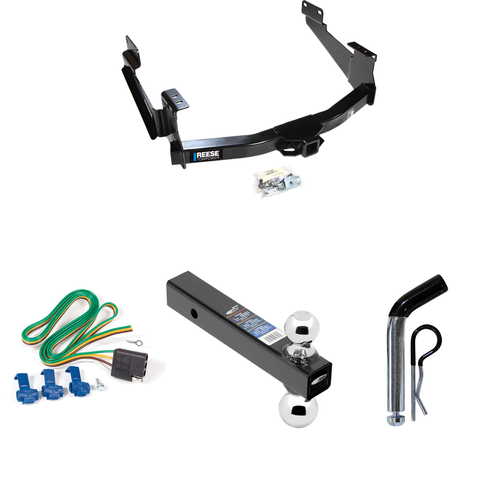 Fits 2007-2021 Toyota Tundra Trailer Hitch Tow PKG w/ 4-Flat Wiring Harness + Dual Ball Ball Mount 2" & 2-5/16" Trailer Balls + Pin/Clip (For (See Footnote CP) Models) By Reese Towpower