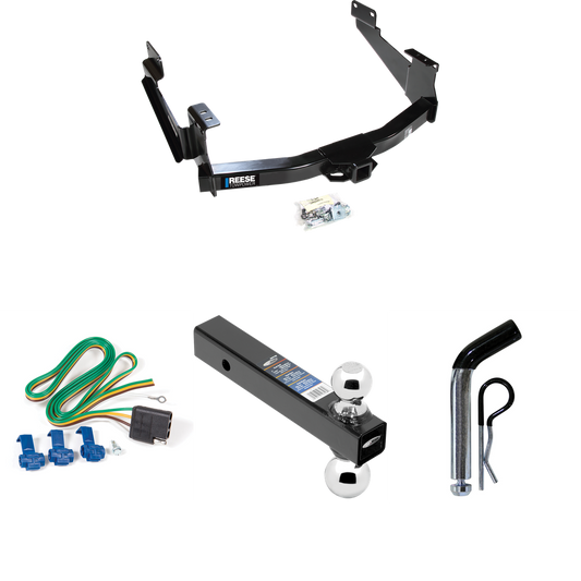 Fits 2007-2021 Toyota Tundra Trailer Hitch Tow PKG w/ 4-Flat Wiring Harness + Dual Ball Ball Mount 2" & 2-5/16" Trailer Balls + Pin/Clip (For (See Footnote CP) Models) By Reese Towpower